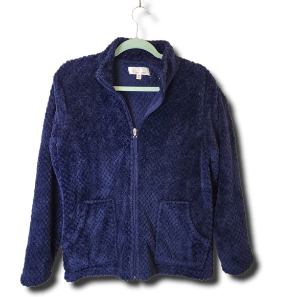 Cuddl Duds Jackets & Blazers - Cuddl Duds Navy Teddy Jacket Size Medium EUC